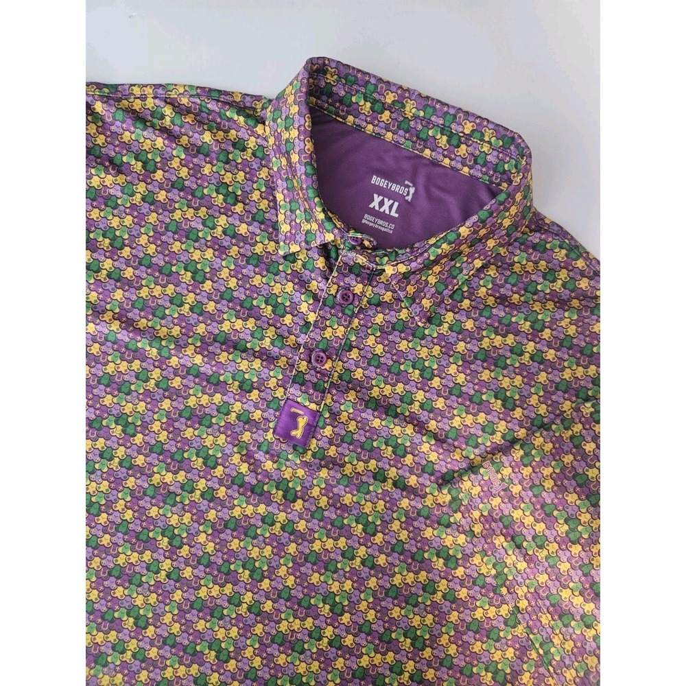 Bogey Bros Men's Mardi Gras Short Sleeve Golf Polo Shirt 2XL